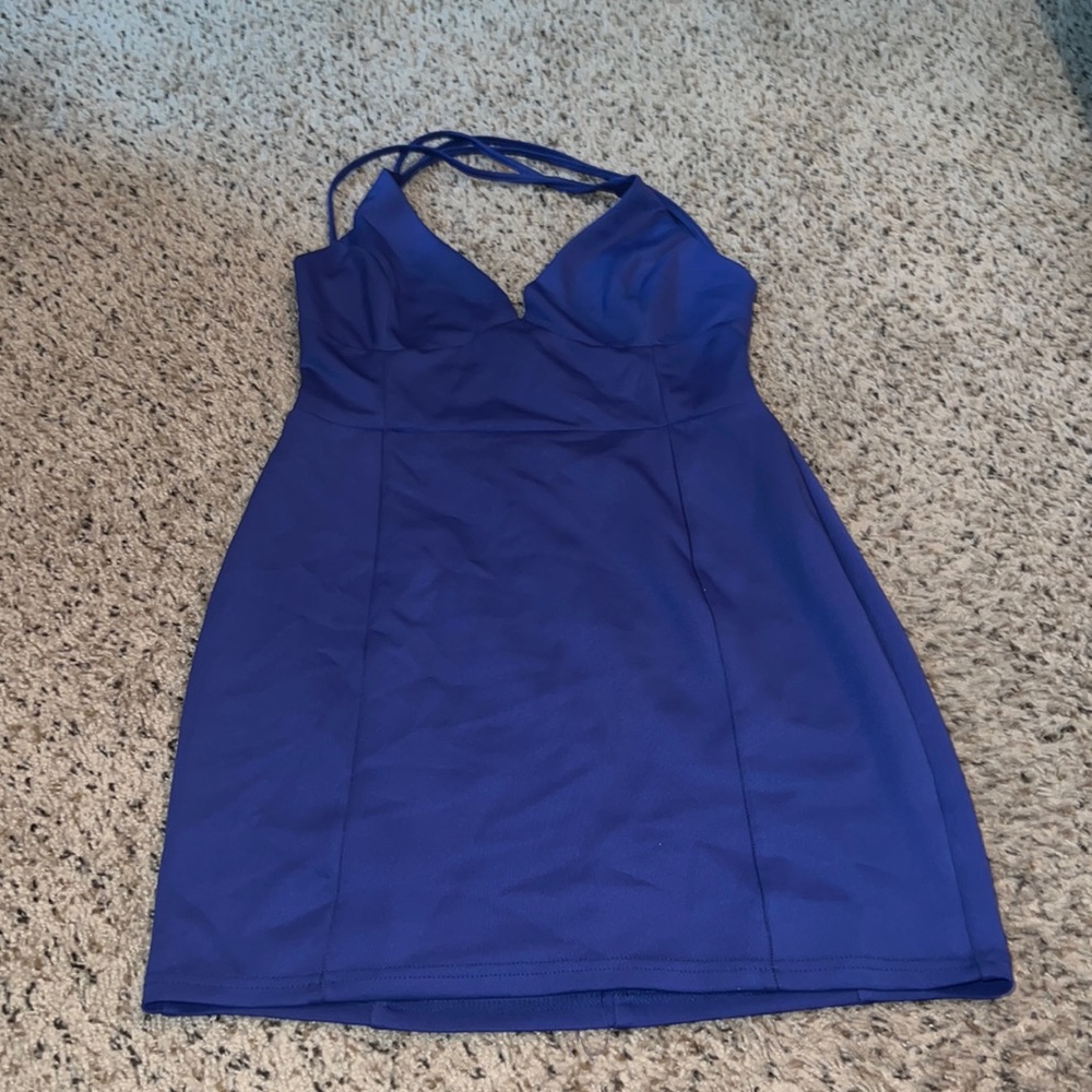 Very sexy purple/blue dress with open back